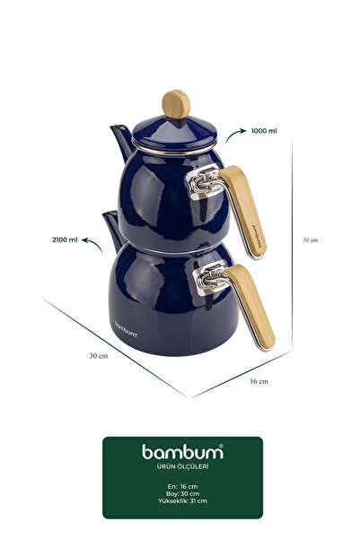 Bambum Sultan Bamboo Handled Teapot Set Navy Blue