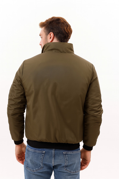 freemen Pánská sezónní voděodolná a větruodolná bunda s kapsami se stojacím límečkem s khaki podšívkou