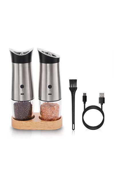 OEM Set 2 Râșnițe Electrice Pentru Sare Și Piper, Reîncărcabile Prin Usb, Grosime Reglabilă