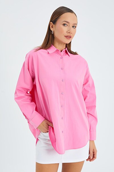 Mixray 4618 Model - Pink Basic Women's Shirt with Robe on the Back