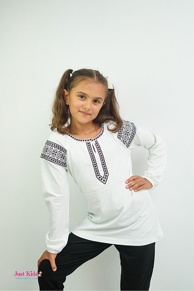 Beberium Kids Girls' Long-Sleeve Blouse with Traditional Details, White, 8 Years
