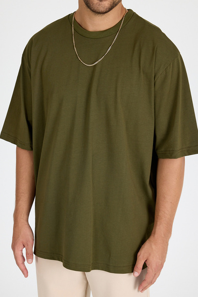 gothamvibes Ανδρικό μπλουζάκι χακί υπερμεγέθη Timeless