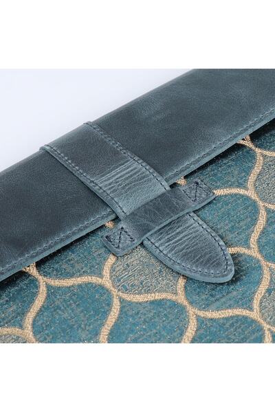 LONDO Blue Genuine Leather And Woven Fabric Macbook Pro 15 Inch, 16 Inch Compatible Laptop Case