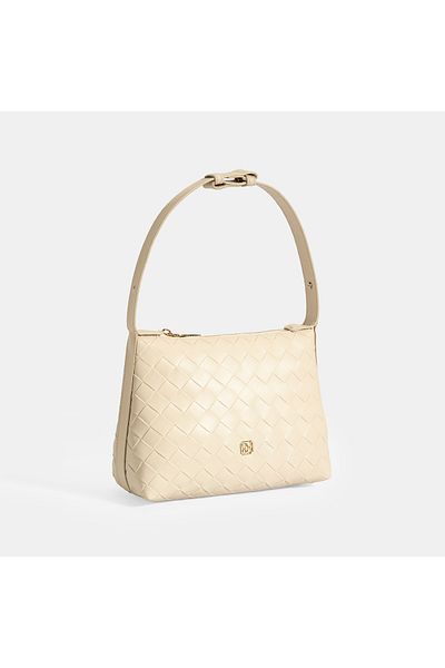 Desa Women's Beige Knitted Printed Handbag