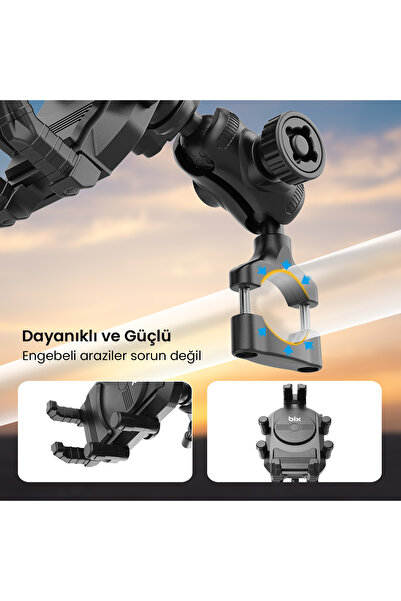 Bix BPH05 Güneş ve Yağmur Korumalı Gidon Bağlantılı Güneşlik Başlıklı Motosiklet Bisiklet Telefon Tutucu
