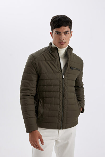 DeFacto Slim Fit Dik Yaka Suni Deri Ceket