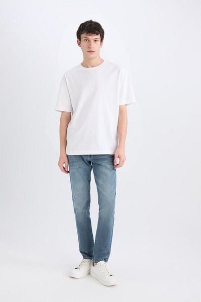 DeFacto Pedro Slim Fit, model îngust, talie normală, pantaloni de jeans cu picioare înguste E5427AX25SP