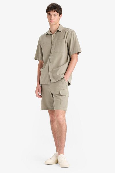 DeFacto 100 % Baumwolle, reguläre Cargo-Taschen, Leinen-Look, Bermuda-Shorts E7799ax25sp