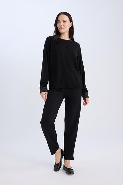 DeFacto Pleated Straight Fit Trousers - Elastic Waist D4405Ax24Wn