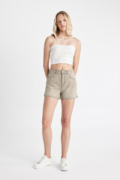 DeFacto Ψηλόμεσο Mom Fit Jean Shorts - D2191AX24HS
