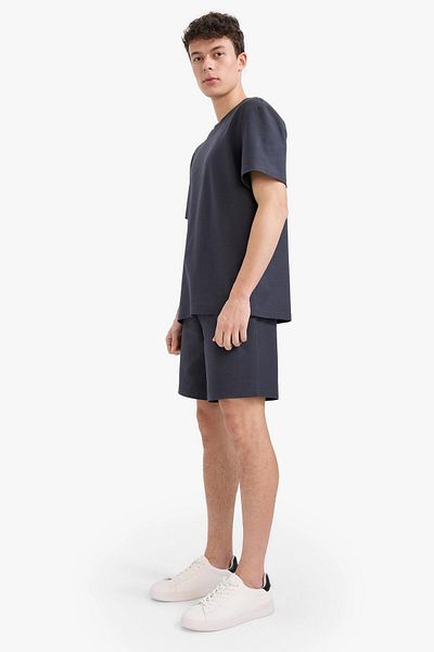 DeFacto 100% Cotton Relax Fit Twill Textured Pocket Shorts E2590Ax25Sm