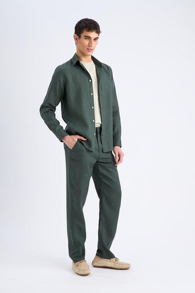 DeFacto Pantaloni de vară cu picioare drepte, 100% in, Relax Fit, cu croială relaxată C1117AX25SP