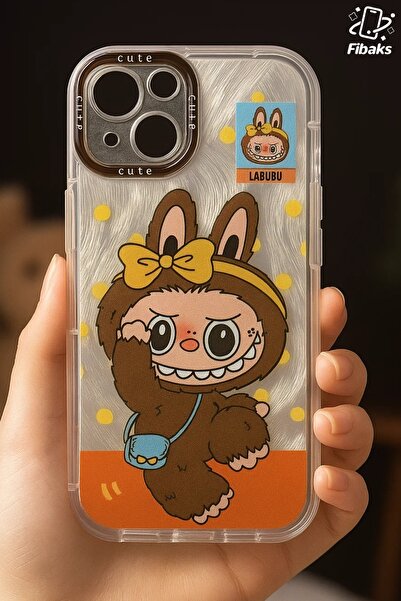 Fibaks Apple iPhone 13 Kılıf Sök Tak Kamera Korumalı Labubu Oyuncak Desenli D...