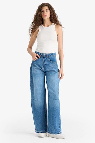 DeFacto Pantaloni lavabili din denim, cu talie normală, până la gleznă, F5374AX25HS