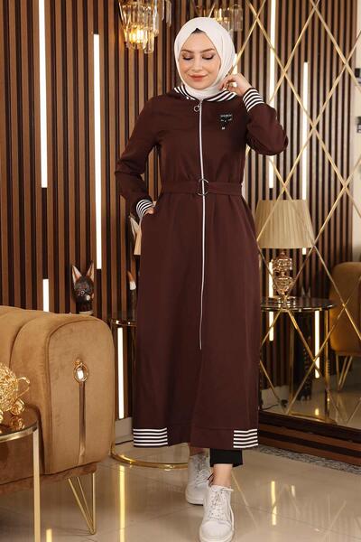 Modamihram Zippered Hooded Abaya Brown 19126