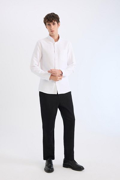 DeFacto 100% Cotton Summer Jogger Pants Regular Fit Regular Cut Linen Look Straight Leg with Pockets B4138Ax25S