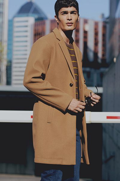 DeFacto Men's Brown Long Relax Fit Coat - Button and Pocket, Y8903Az23Au