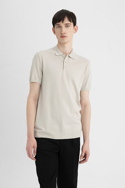 DeFacto Tricou polo slim cu mânecă scurtă, simplu, solid, Y5369az23sm
