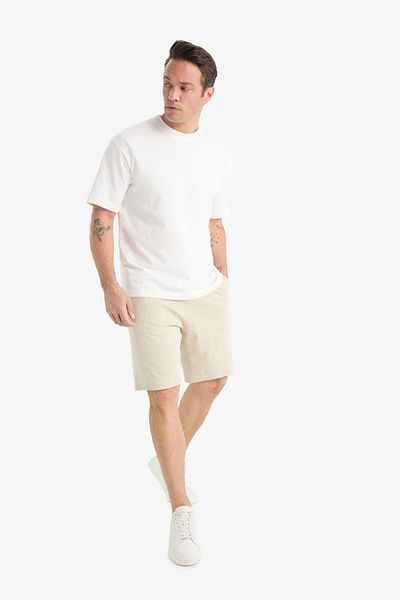 DeFacto Slim Fit Slim Fit Βαμβακερό Basic ίσιο βερμούδα με τσέπες W1105az25sp
