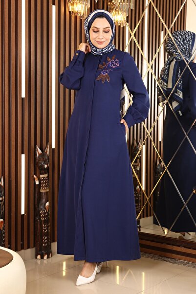 Modamihram Embroidered Hijab Ferace Indigo 10773