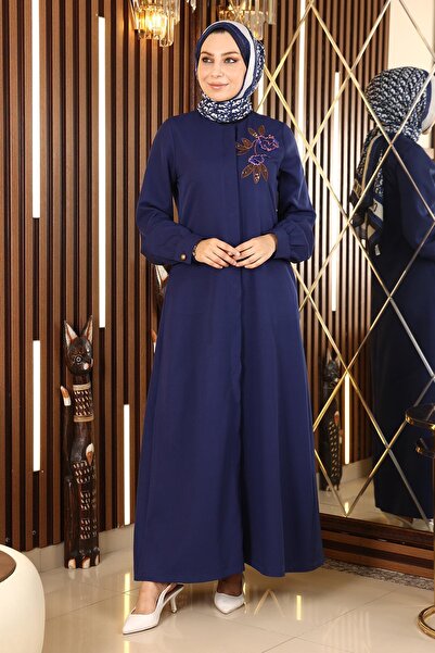 Modamihram Embroidered Hijab Ferace Indigo 10773