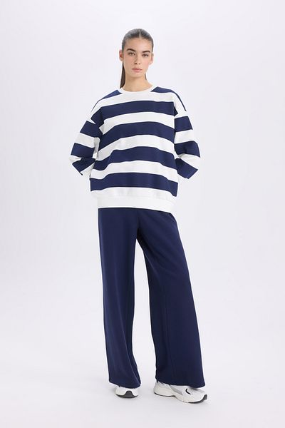 DeFacto Relax Fit Striped Crew Neck Sweatshirt A1883ax23au