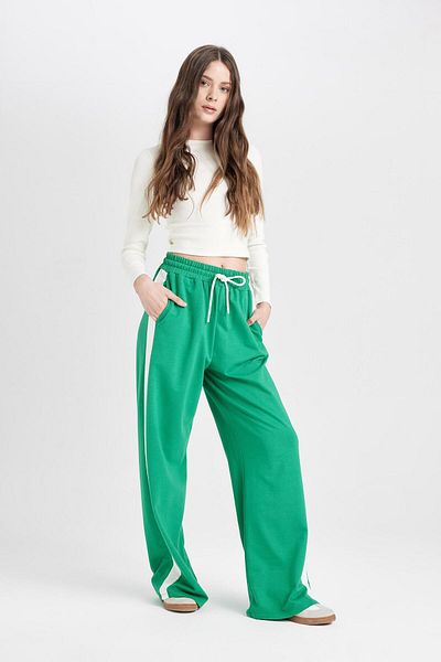 DeFacto Pantaloni de sport cool cu picioare largi - talie elastică, dungi cu șireturi