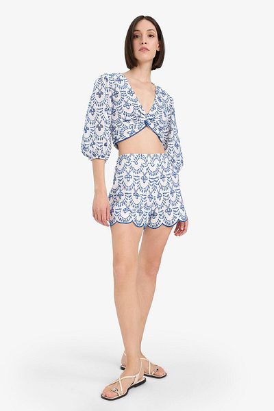DeFacto Patterned Embroidered Brode Beach Shorts-Fall in Love C6173Ax25Sm