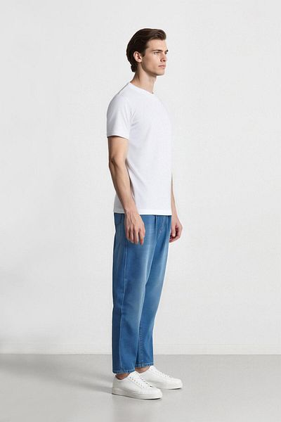 DeFacto 100% bumbac, cu balon, model liber, talie înaltă, pantaloni de jeans cu picioare normale E4730AX25SP