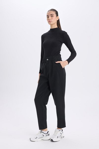 DeFacto Pantaloni din bumbac 100% țesuți cu talie înaltă Paperbag