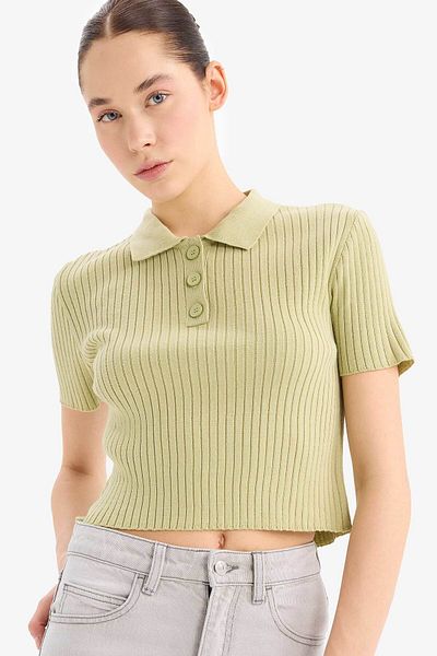 DeFacto Tricou tricot cu mânecă scurtă, slim-fit, cu gât polo, N9752az24sp
