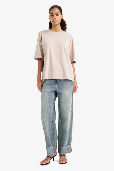DeFacto Oversize Fit Crew Neck Combed Basic Short Sleeve T-Shirt C0099Ax24Sm