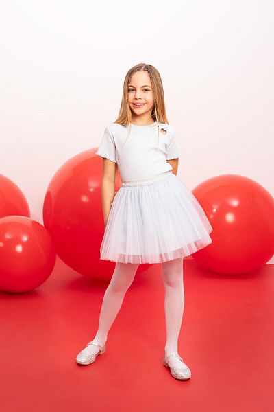 DeFacto Mädchen 23. April Kindertag Weißer Tutu-Rock mit dehnbarer Taille C0086a824sm