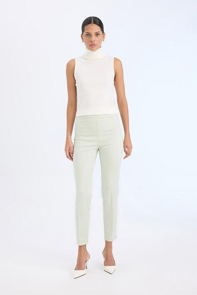 DeFacto Sigaret Satin Fabric Trousers Normal Waist Straight Leg J8743Az-Vision
