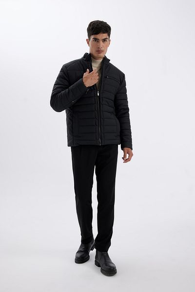 DeFacto Stand Collar Zippered Faux Leather Slim Fit Jacket - Pocketed X4014Az23Wn