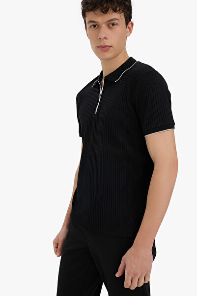 DeFacto Polo tričko Slim Fit s krátkým rukávem – zip D3948AX24SM