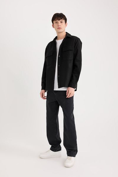 DeFacto Relax Fit Lumberjack Basic Plain Pocket Dlouhý rukáv Košilová bunda A6876Ax23Au