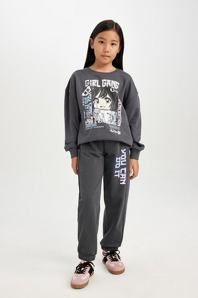 DeFacto Pantaloni de sport Jogger pentru fete - imprimați, cu talie elastică și buzunare D0739a824au