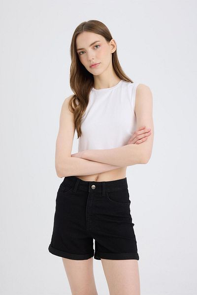 DeFacto Pantaloni scurți de jeans cu talie obișnuită A1959ax23sm