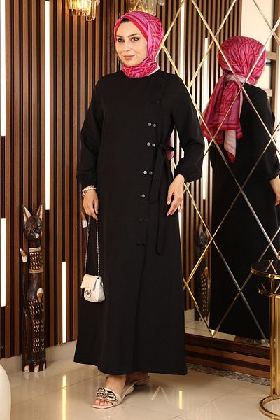 Modamihram Πλαϊνό δεμένο Abaya Black 19133