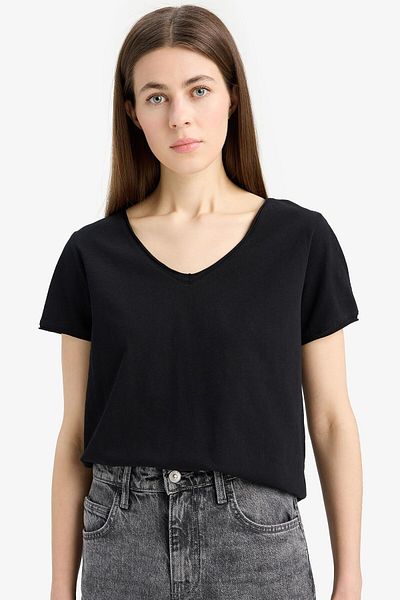 DeFacto Tričko Regular Fit s výstřihem do V, krátkým rukávem, 100% bavlna, K1507az23sm