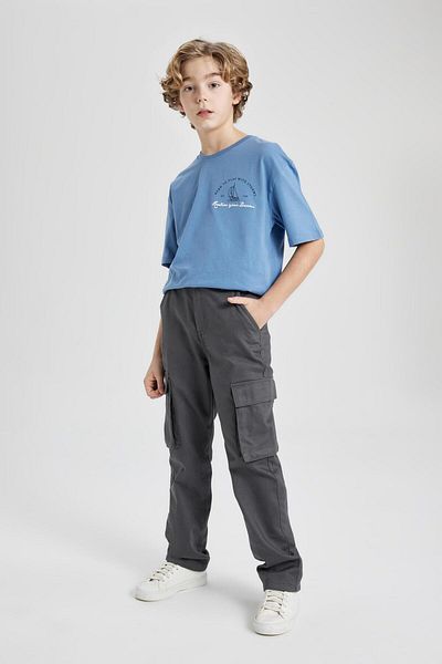 DeFacto Boy's Cargo Fit Standard Leg Twill Trousers B7162a824sp