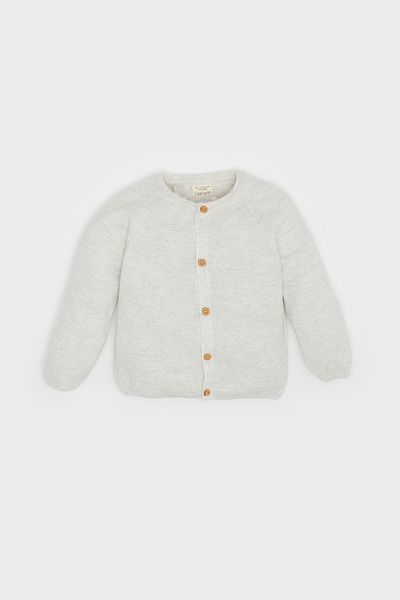 DeFacto Basic-Strickjacke mit flachem Knopf und Rundhalsausschnitt für Babys, A3833a524au