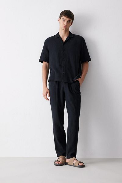 DeFacto 100% bumbac Relax Fit Casual Cut Summer Muslin Pantaloni de jogging din bumbac cu picioare scurte D6144ax25sm