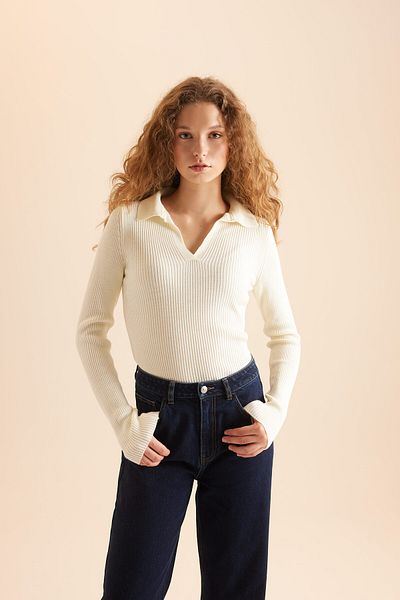 DeFacto Πλεκτό πουλόβερ με απαλή υφή Polo Neck Basic