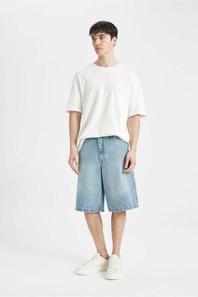 DeFacto Pantaloni scurți Bermuda baggy din bumbac 100% C2048ax24sm