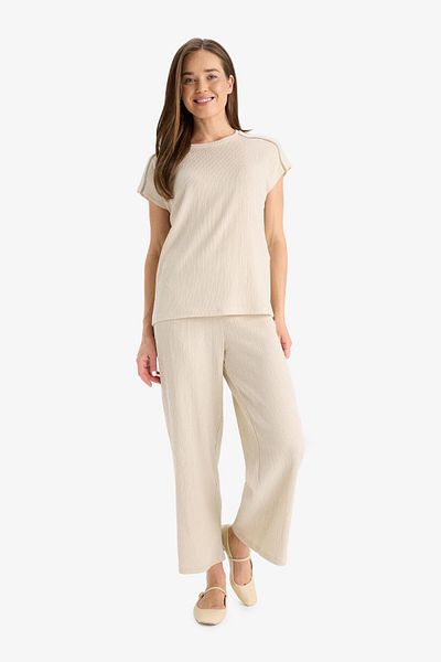 DeFacto Flexible Waisted Straight Leg Wrap-Around Capri Pants F6166Ax25Sm