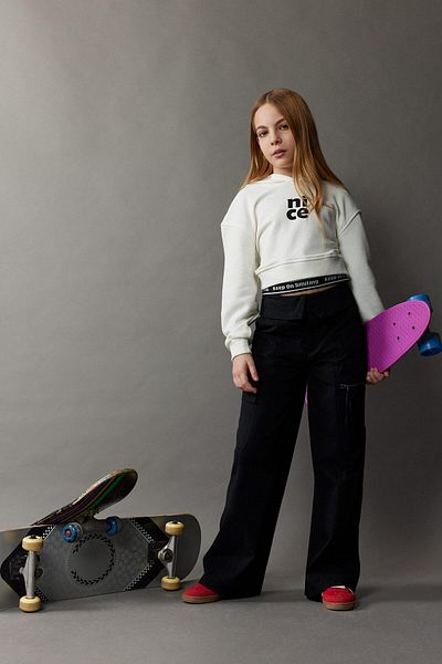 DeFacto Girl's Wide Leg Cargo Wide Leg Cotton Pants D9700A825Sp