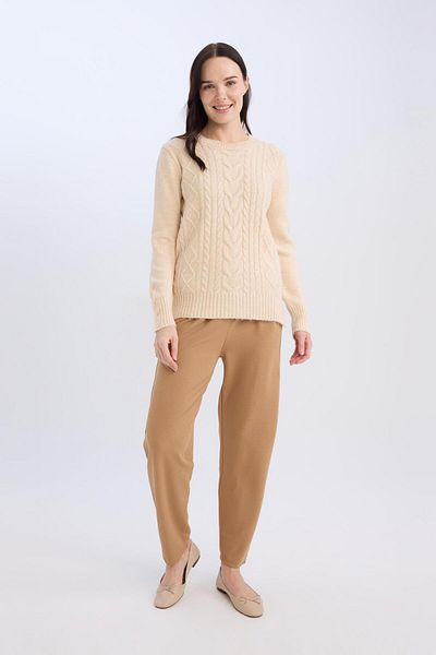 DeFacto Pleated Straight Fit Trousers - Elastic Waist D4405Ax24Wn