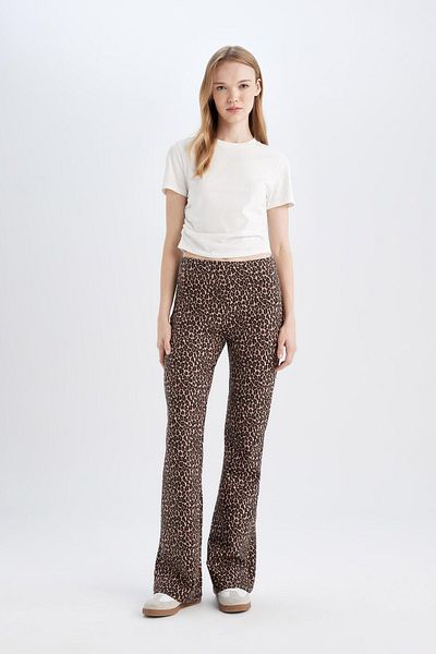 DeFacto Lepoar Patterned Flare Fit Straight Leg Long Trousers - D7452Ax24Au
